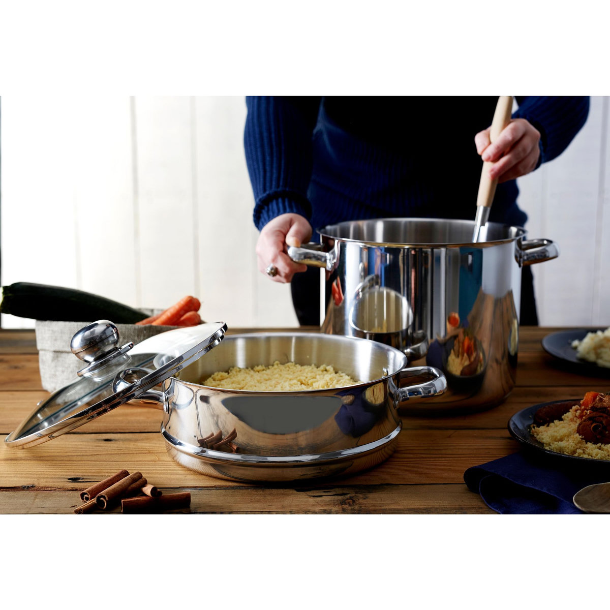 BAUMALU Couscoussier en inox 11L avec couvercle en verre