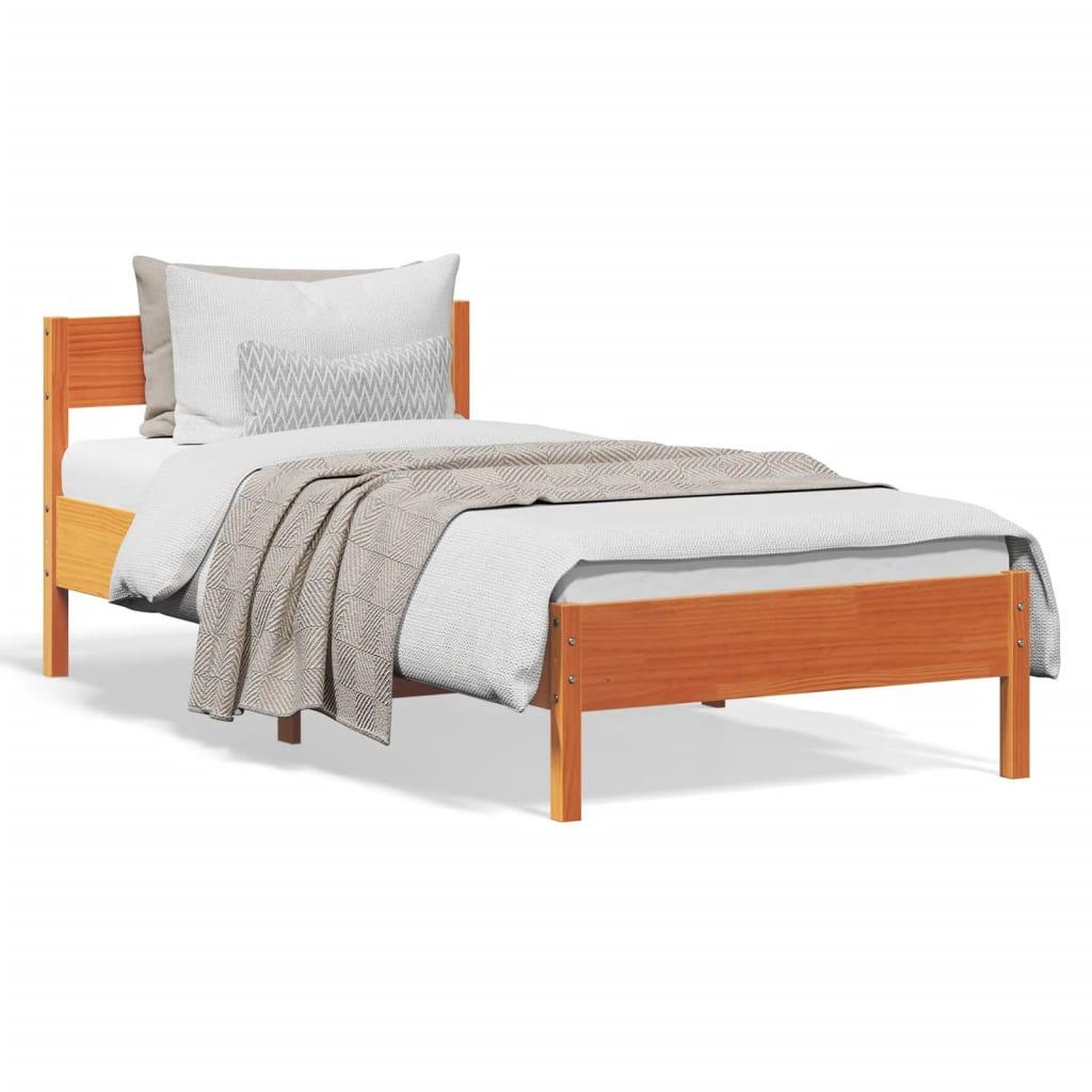 Voir la diapositive 2 : VIDAXL Cadre de lit sans matelas cire marron 75x190 cm bois pin massif