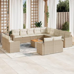 VIDAXL Salon de jardin avec coussins 14 pcs beige resine tressee