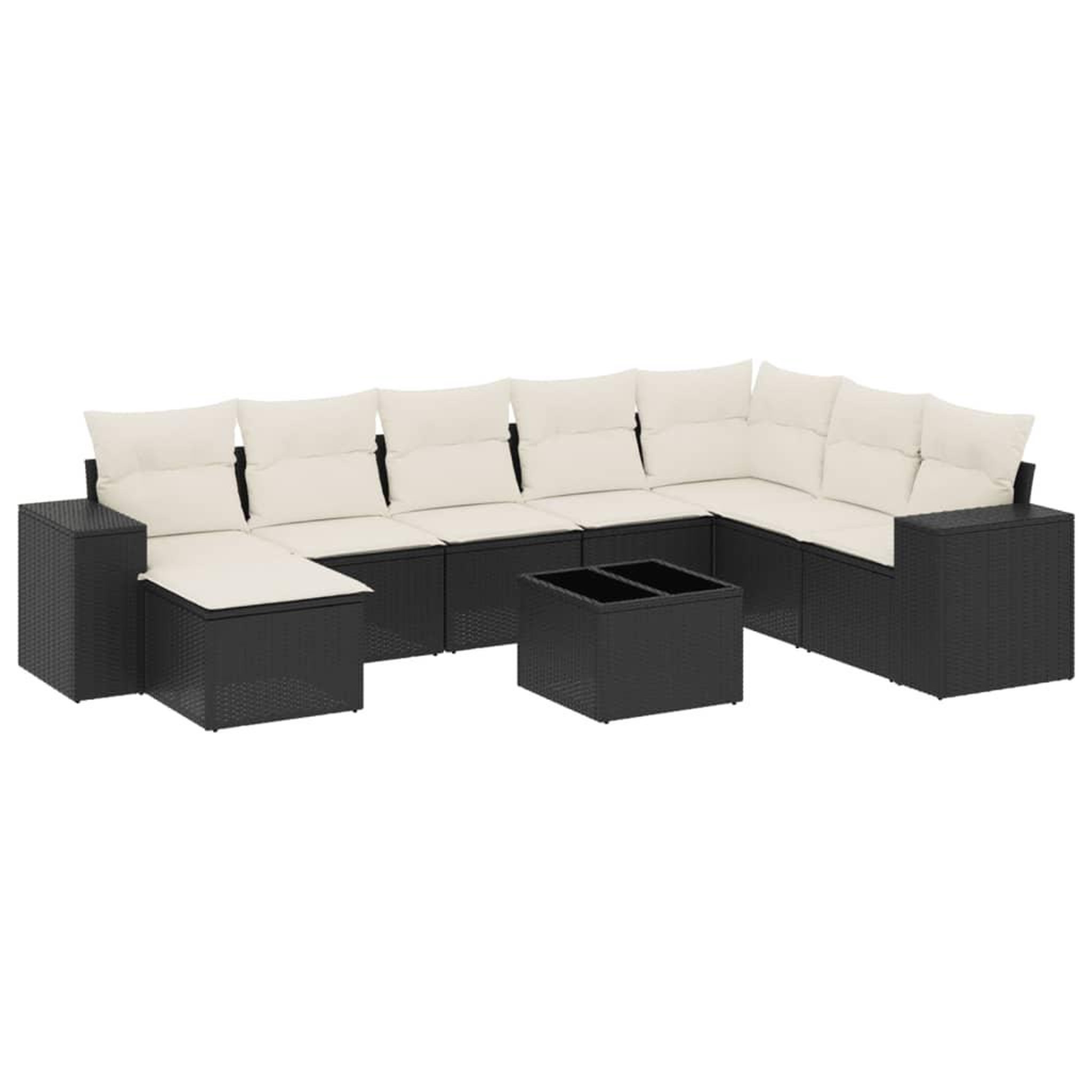 Voir la diapositive 2 : VIDAXL Salon de jardin 9 pcs avec coussins noir resine tressee