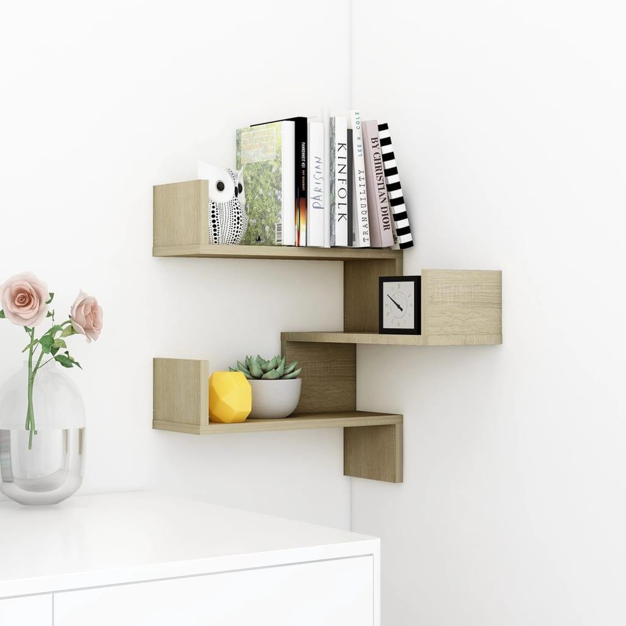 Voir la diapositive 3 : VIDAXL Etagere d'angle murale Chene Sonoma 40x40x50 cm bois ingenierie
