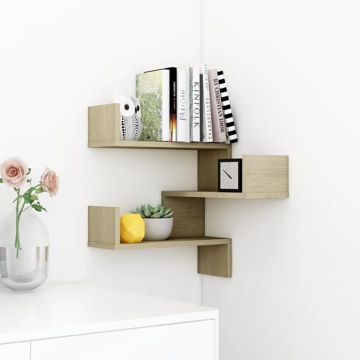 VIDAXL Etagere d'angle murale Chene Sonoma 40x40x50 cm bois ingenierie