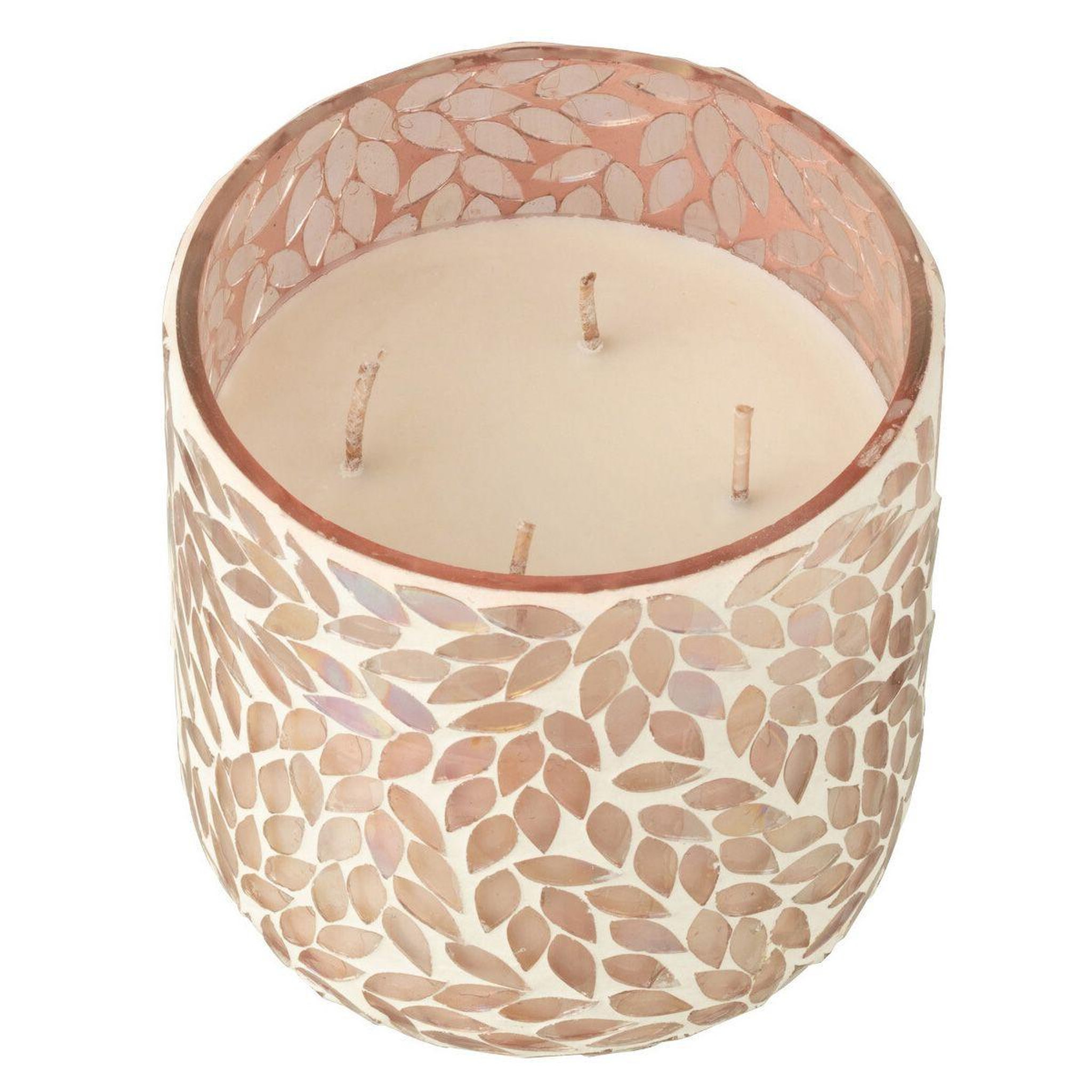 J-LINE Bougie parfumée mosaïque  cyra  15cm tender rose