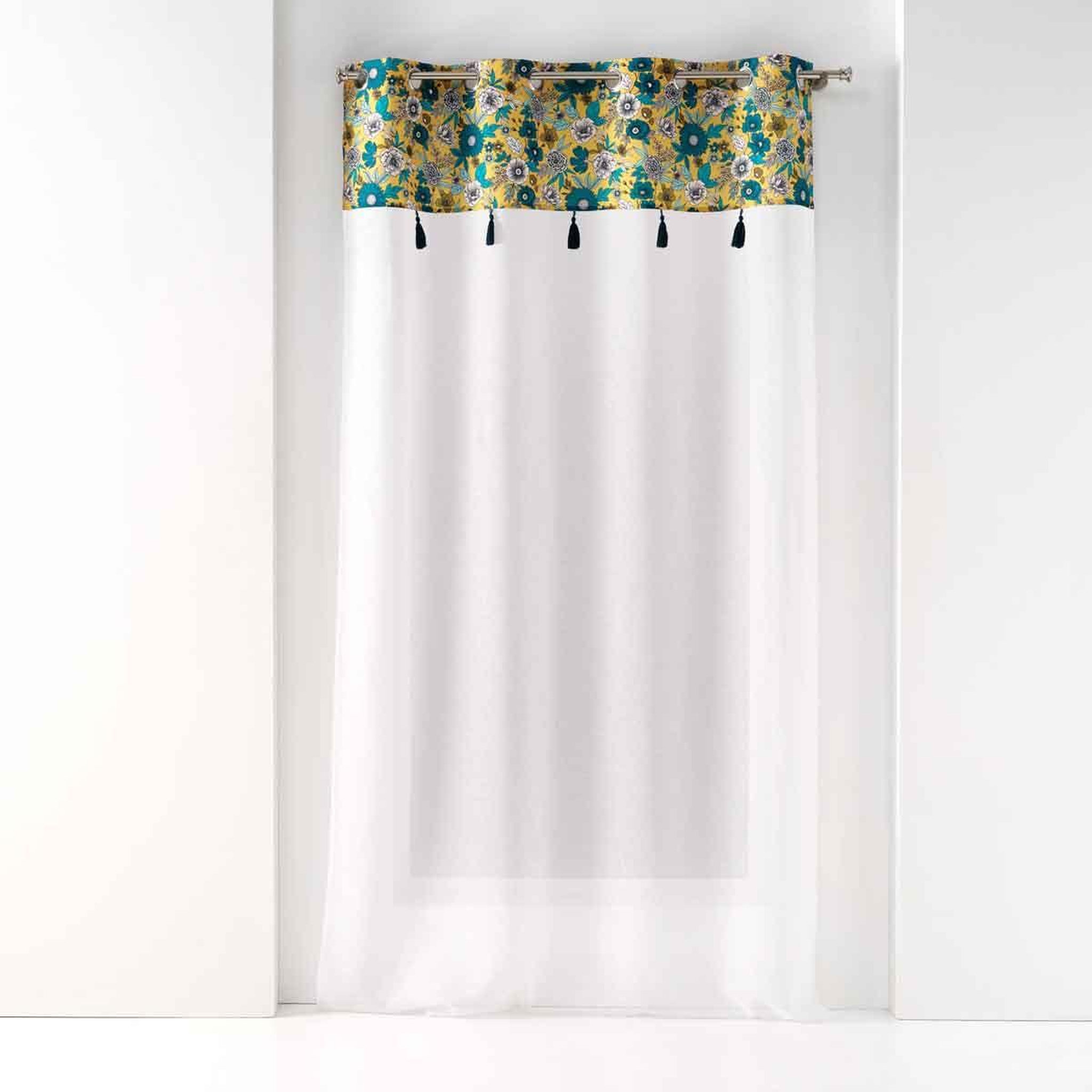 Douceur d'Intérieur Rideau voilage à œillets  bohoflora  140x240cm jaune