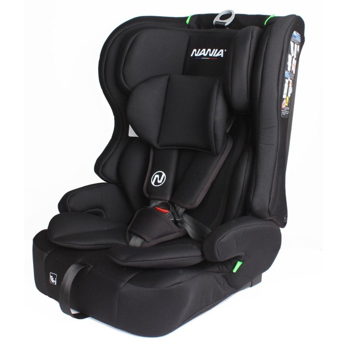NANIA Nania Siège auto enfant Rio I-size 76-150 cm- , 15 mois à 12 ans, Têtière ajustable, Harnais de sécurité 5 points, Housse amovible-fixation ceinturé