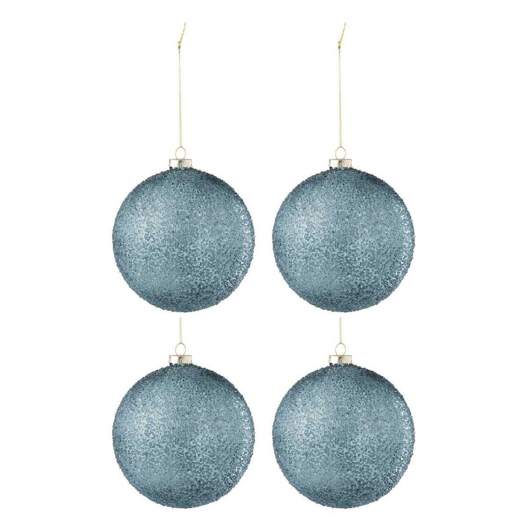 J-LINE Lot de 4 boules de noël  perla  12cm bleu
