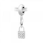 sc crystal charm perle sc crystal en acier avec pendentif cadenas orné de cristaux scintillants