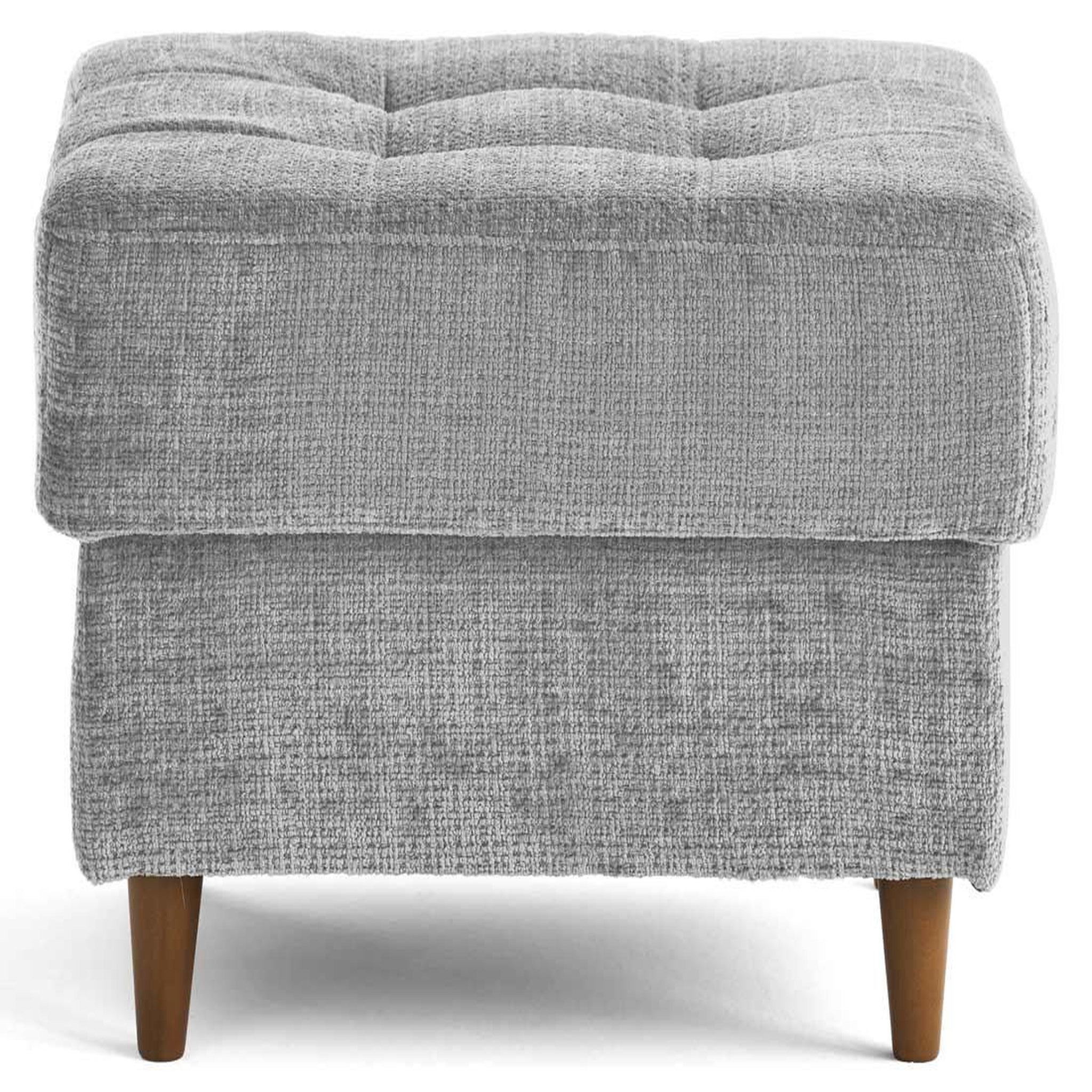 Voir la diapositive 4 : BEST MOBILIER Anna - pouf en velours texturé - pieds en bois