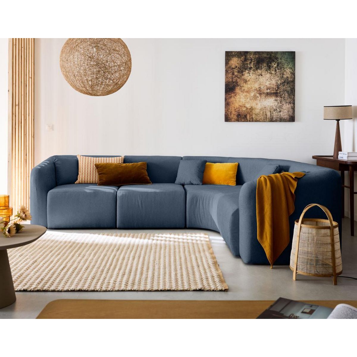 LISA DESIGN Ikare - canapé d'angle modulable réversible - 5 places - en tissu