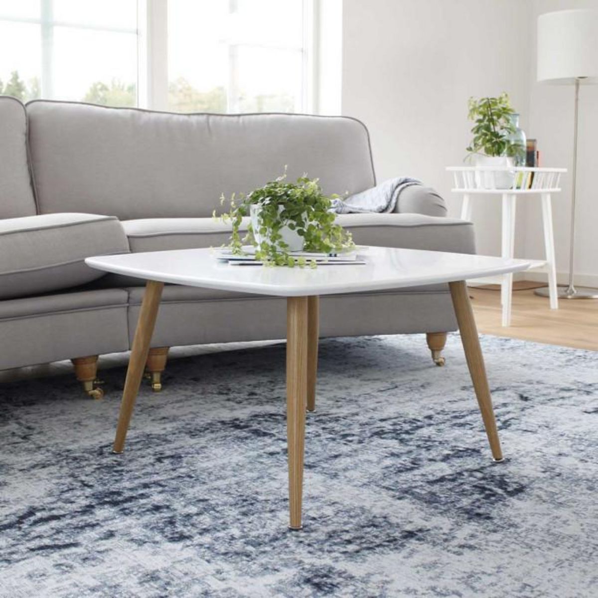 Paris Prix Table Basse Design  Plaza  80cm Blanc & Naturel