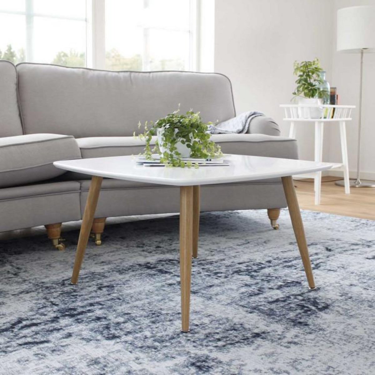 Paris Prix Table Basse Design  Plaza  80cm Blanc & Naturel