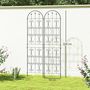 Voir la diapositive 3 : OUTSUNNY Treillis de jardin effet fer forgé pointe de fleur de lys  - 2 supports plantes grimpantes - 50 x 220 cm - métal époxy noir