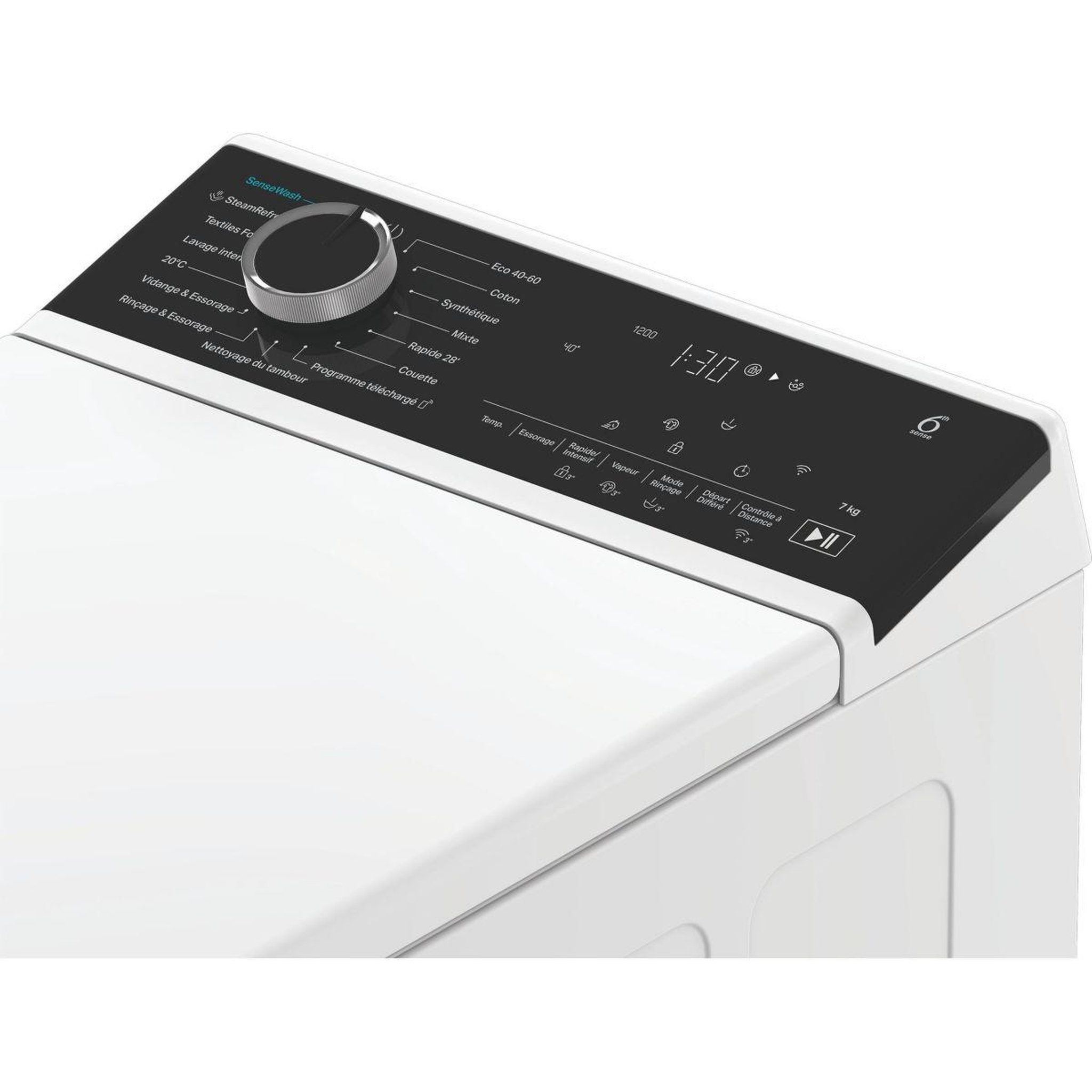 Voir la diapositive 5 : Whirlpool Lave linge top TWB721BCSENSEWASHFR - 7 kg - 1200 tr/min - Classe A - Moteur induction