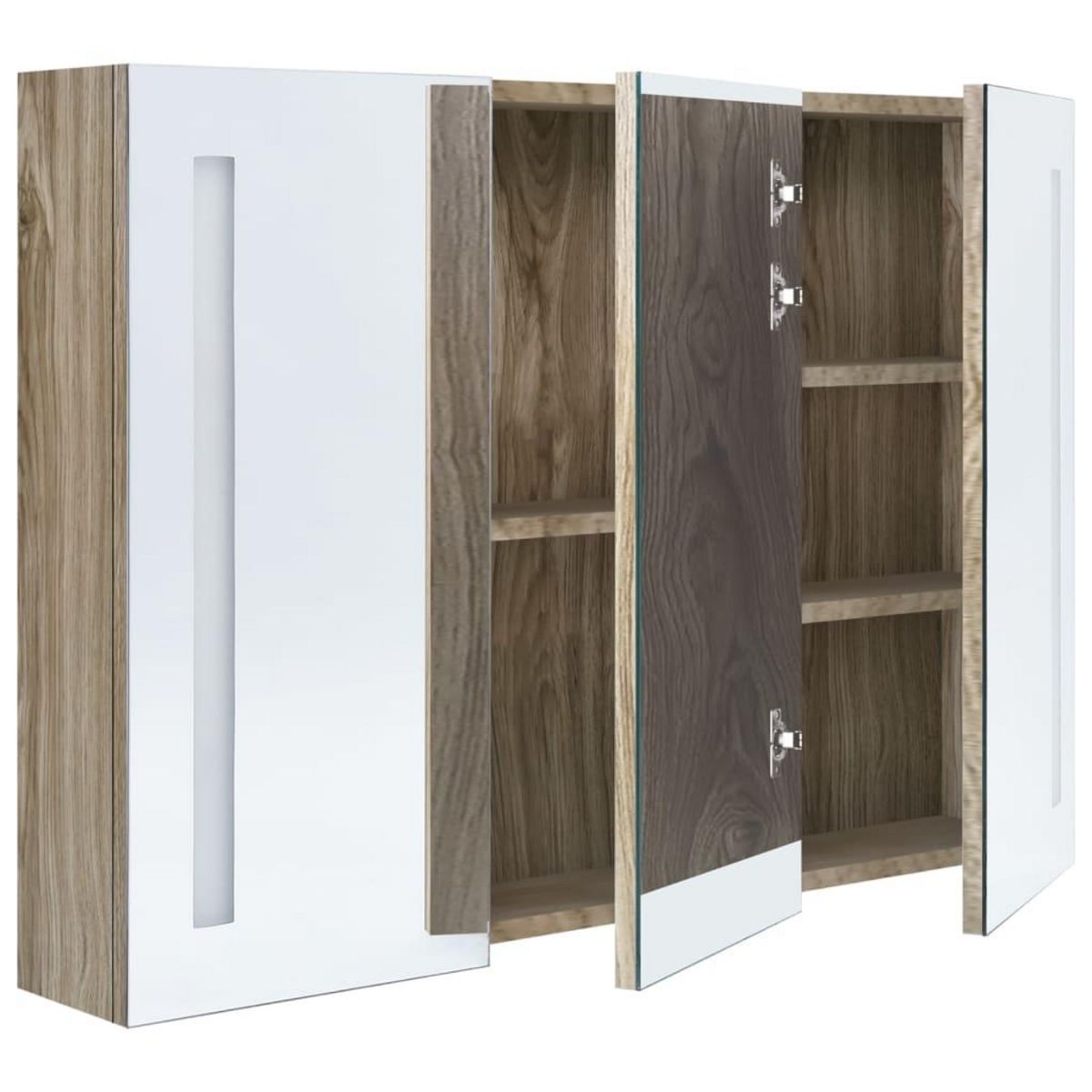 VIDAXL Armoire de salle de bain a miroir LED 89x14x62 cm chene