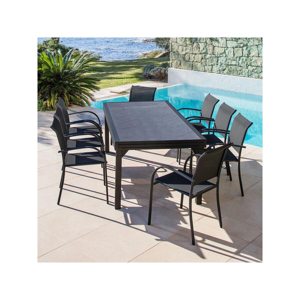 Habitat et Jardin Table de jardin en aluminium extensible  Lagos  - 140/280 x 90 x 76 cm - Noir
