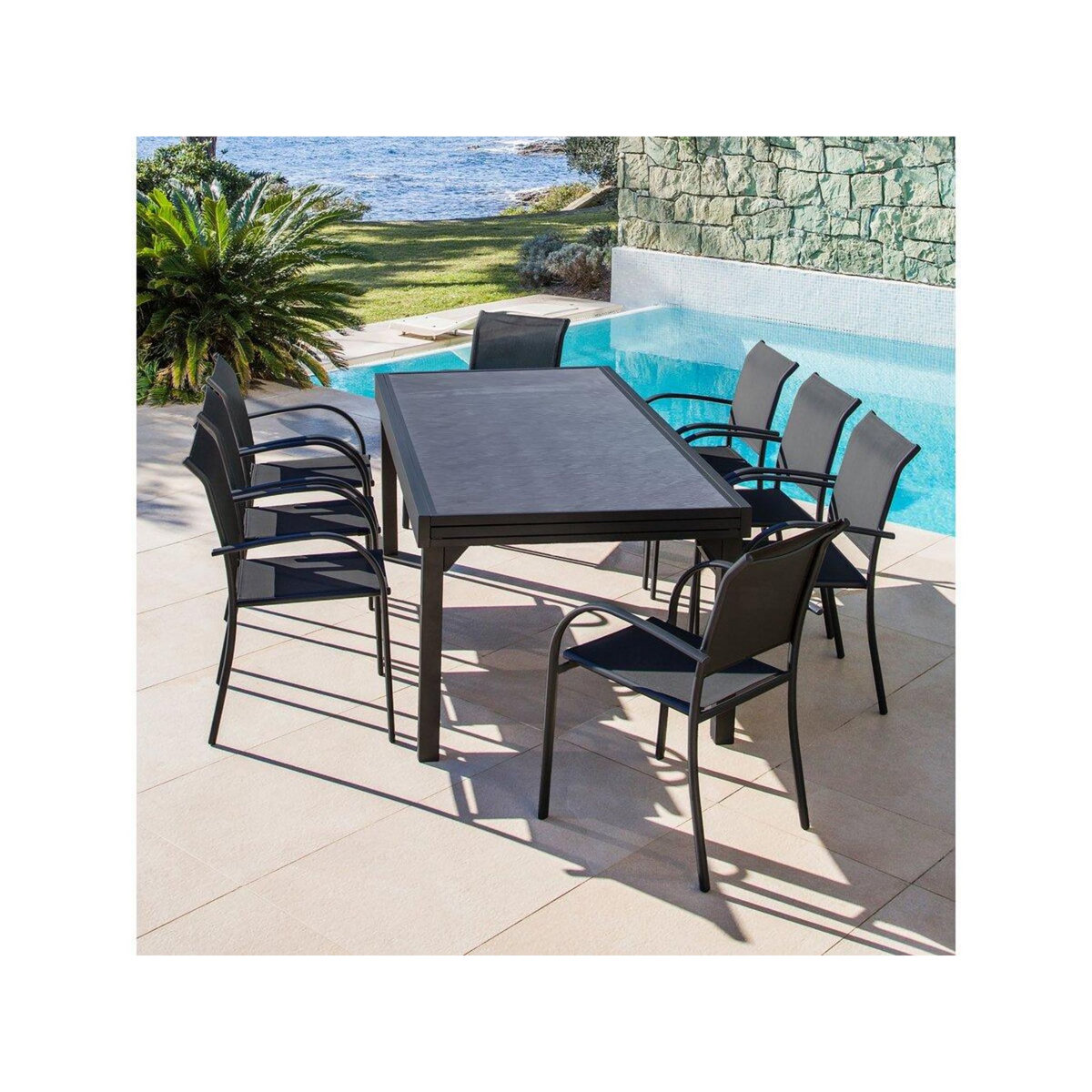 Habitat et Jardin Table de jardin en aluminium extensible  Lagos  - 140/280 x 90 x 76 cm - Noir