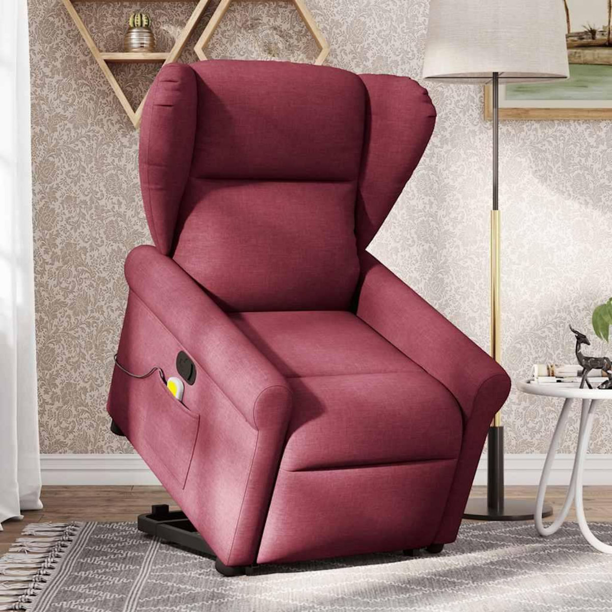 VIDAXL Fauteuil inclinable de massage Rouge bordeaux Tissu