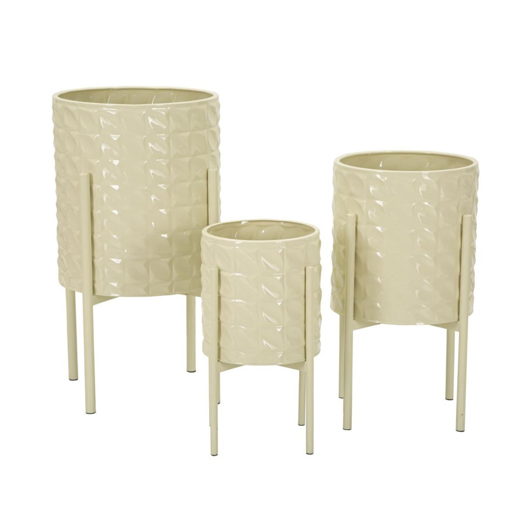 Paris Prix Lot de 3 cache-pots sur pied  betsy  56cm crème