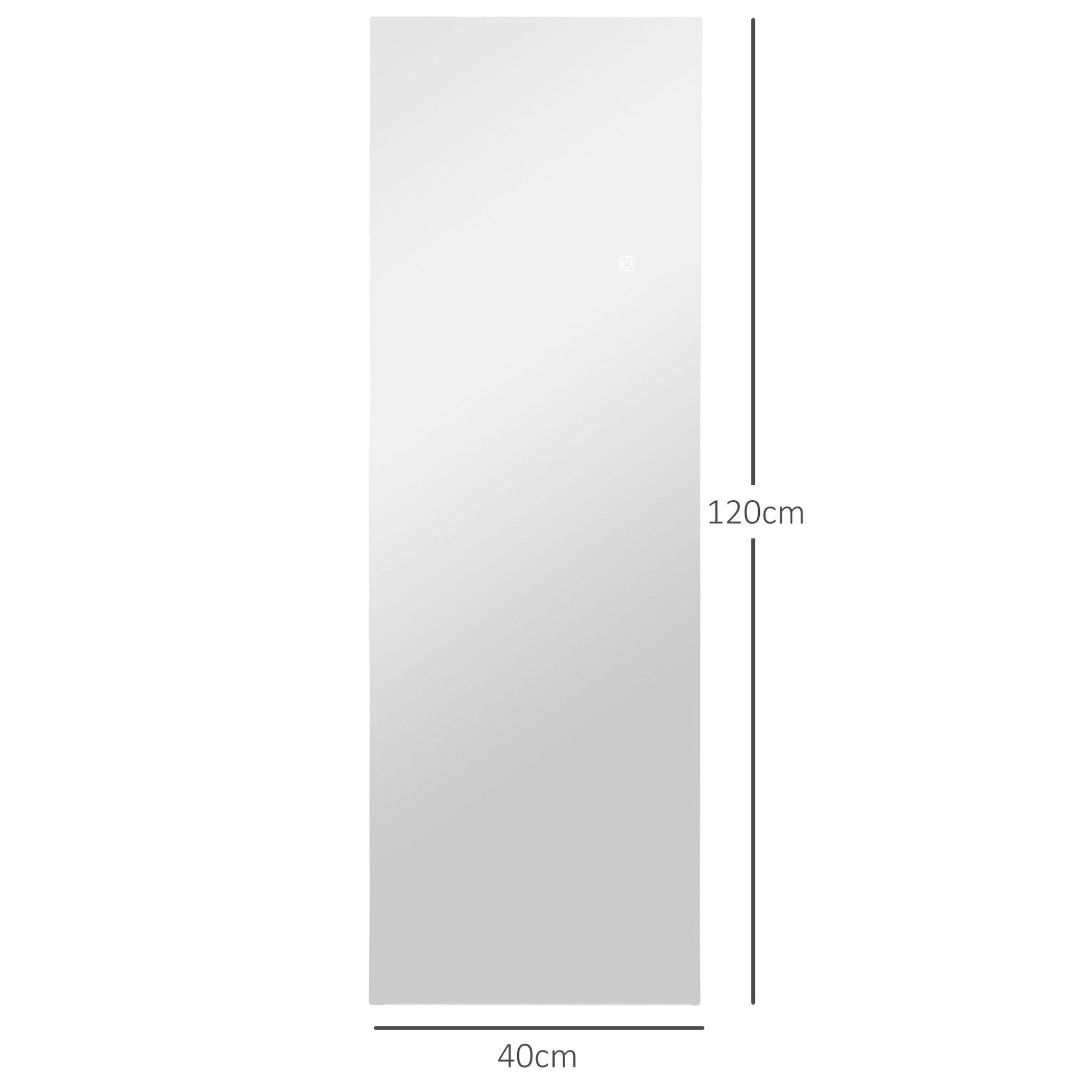 Voir la diapositive 3 : HOMCOM Miroir mural led pleine longueur dim. 40l x 120h cm - miroir led réglable tactile - verre trempé