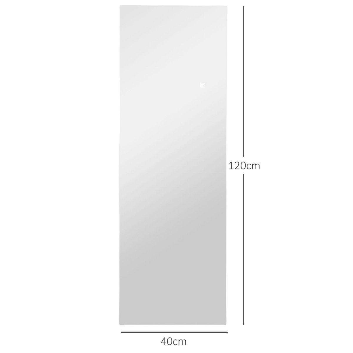HOMCOM Miroir mural LED pleine longueur dim. 40L x 120H cm - miroir LED réglable tactile - verre trempé