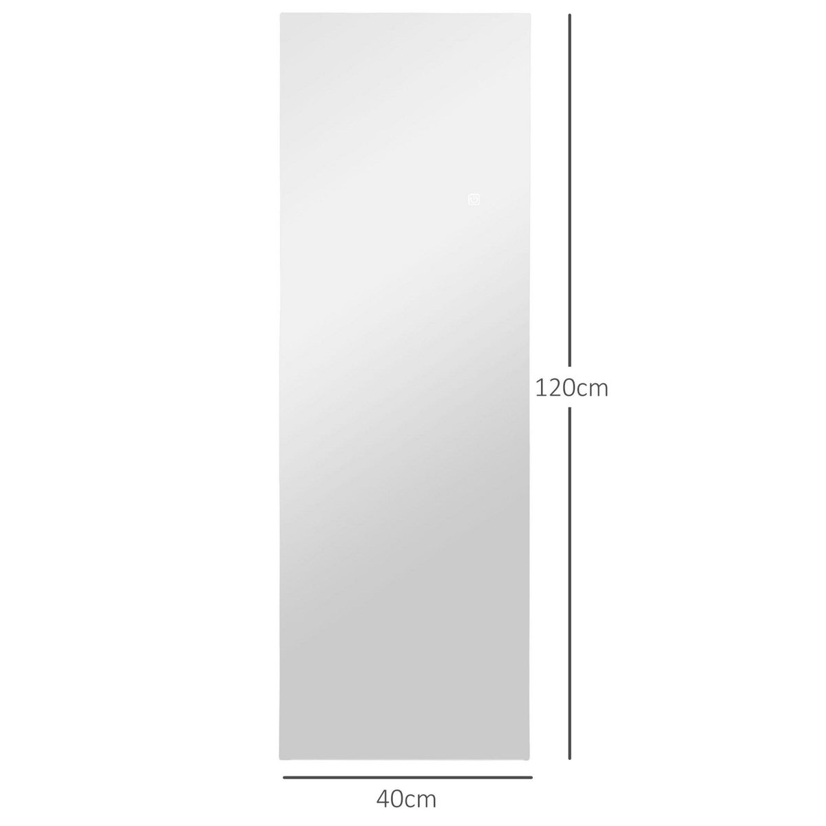 HOMCOM Miroir mural LED pleine longueur dim. 40L x 120H cm - miroir LED réglable tactile - verre trempé