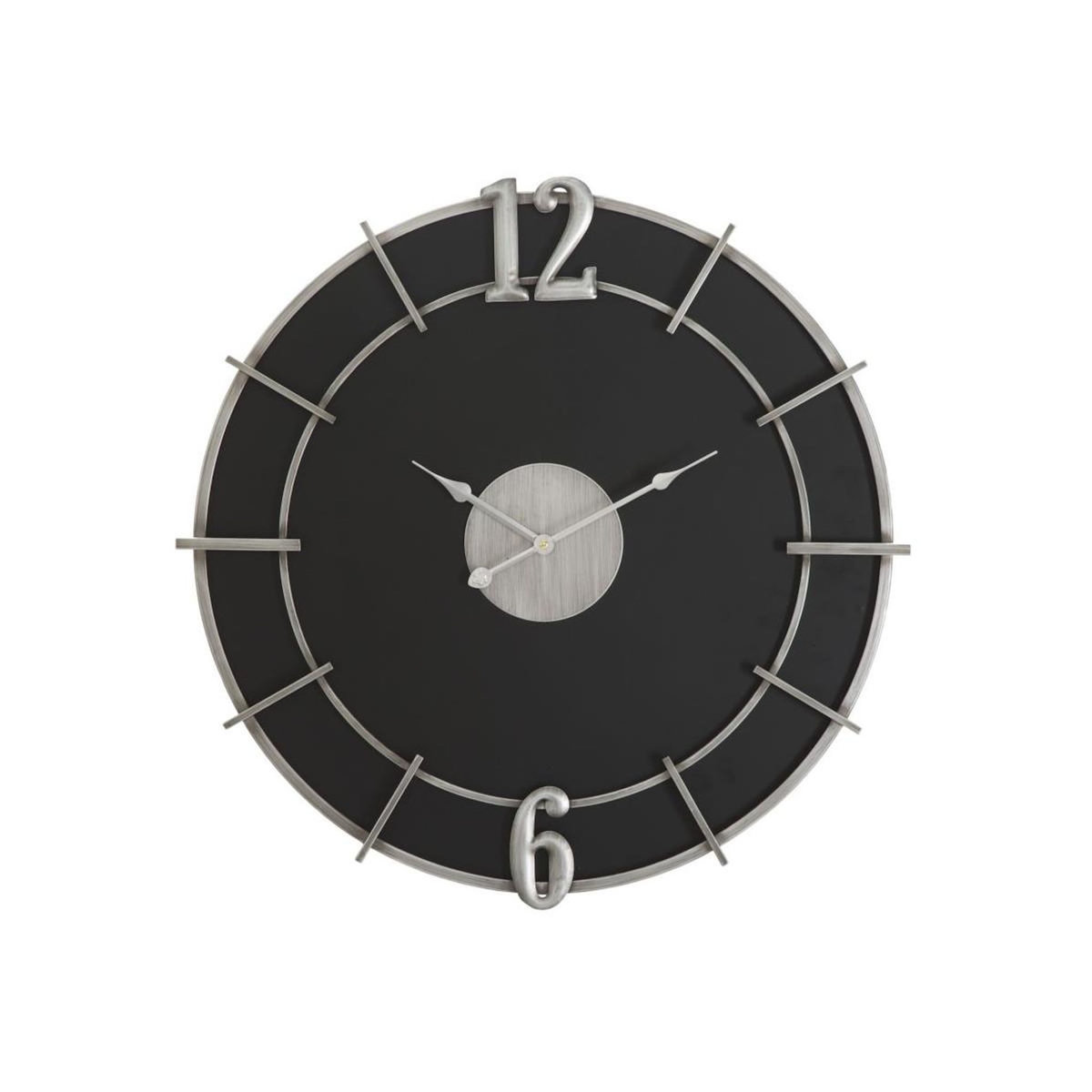 Paris Prix Horloge Murale en Métal  Silver Glam  60cm Noir