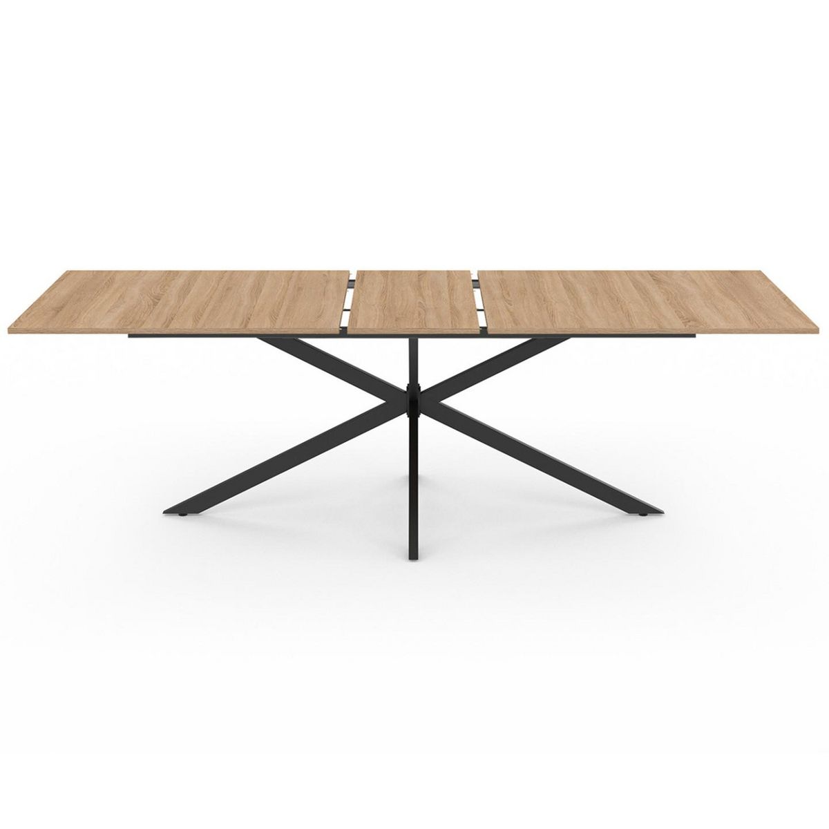 ID MARKET Table à manger extensible rectangle ALIX 8-12 personnes pied araignée bois et noir 200-240 cm