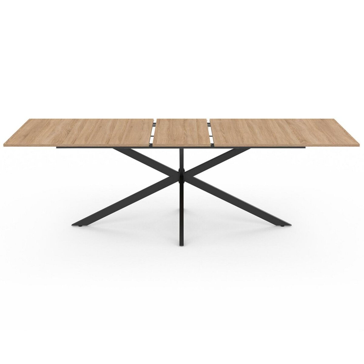 ID MARKET Table à manger extensible rectangle ALIX 8-12 personnes pied araignée bois et noir 200-240 cm