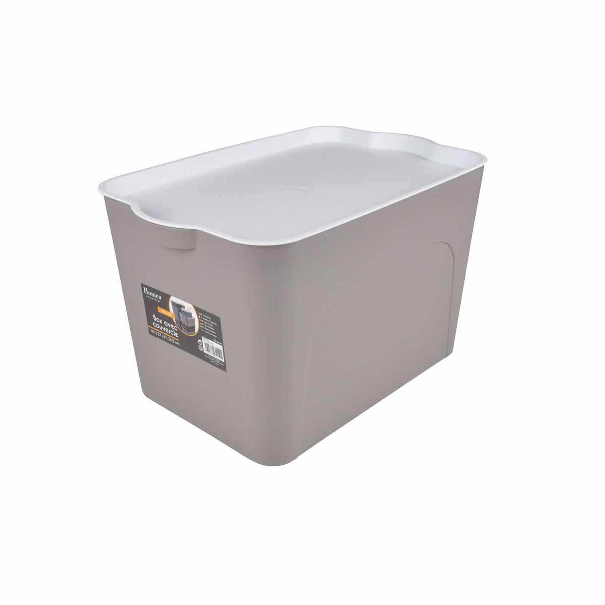 Voir la diapositive 2 : HOMEA Boîte de Rangement Déco  Pratique  24L Taupe