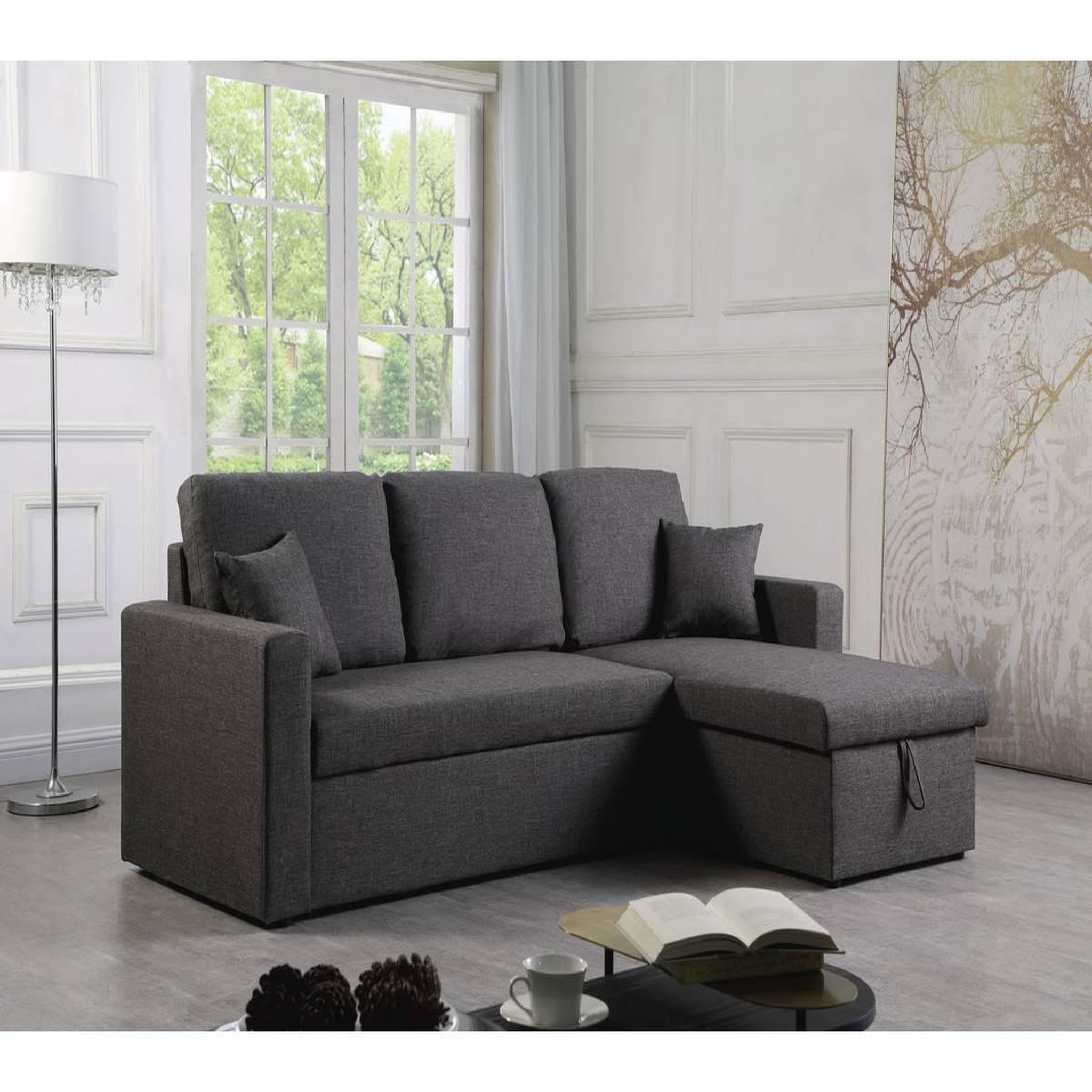 Voir la diapositive 2 : Habitat et Jardin Canapé d'angle convertible/ réversible avec coffre  alain  - 3 places - gris