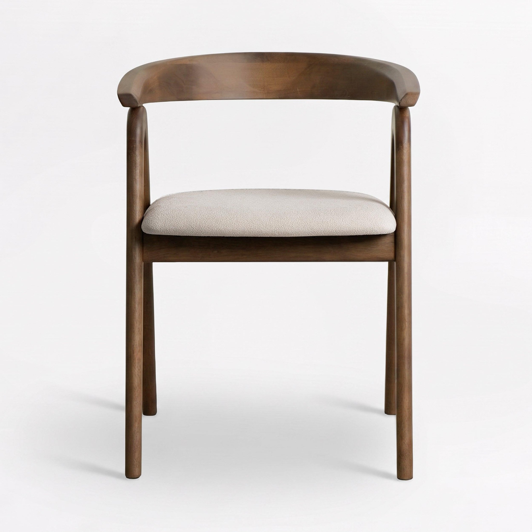 Voir la diapositive 5 : MAISON PAVANE Chaise en bois d'hévéa marron et tissu beige-Hawa