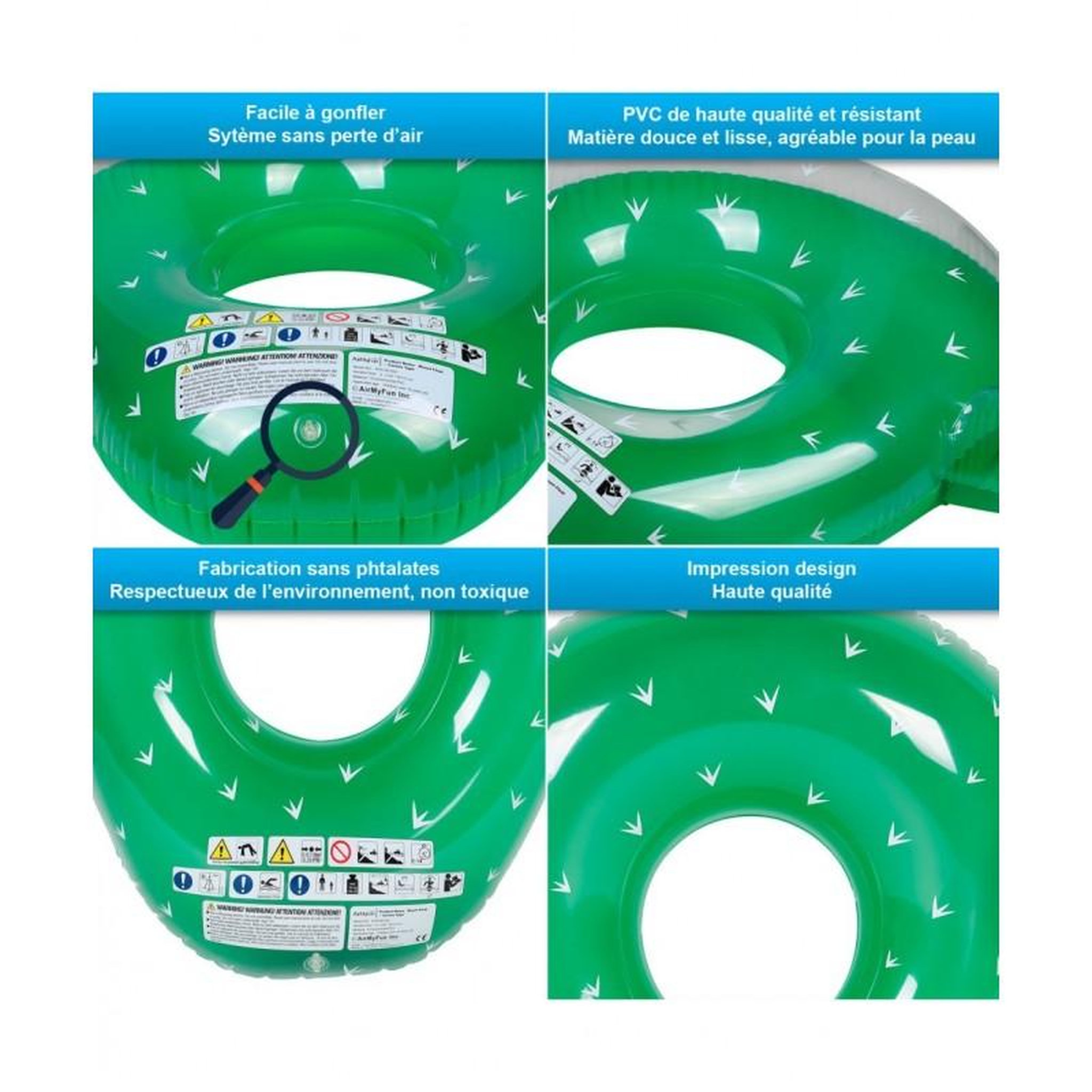 Voir la diapositive 3 : AIRMYFUN Bouée Gonflable XXL et Porte Boisson Gonflable pour Piscine & Plage - Pack Evasion Cactus