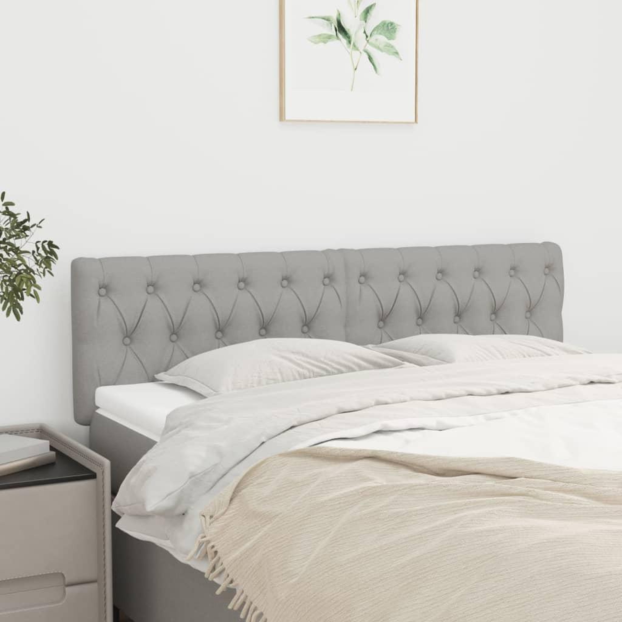 Voir la diapositive 1 : VIDAXL Tetes de lit 2 pcs Gris clair 72x7x78/88 cm Tissu