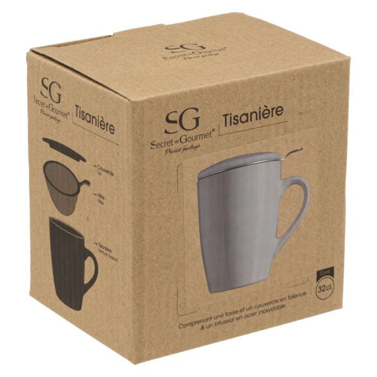SECRET DE GOURMET Tisanière en Faïence  Colorama  32cl Gris