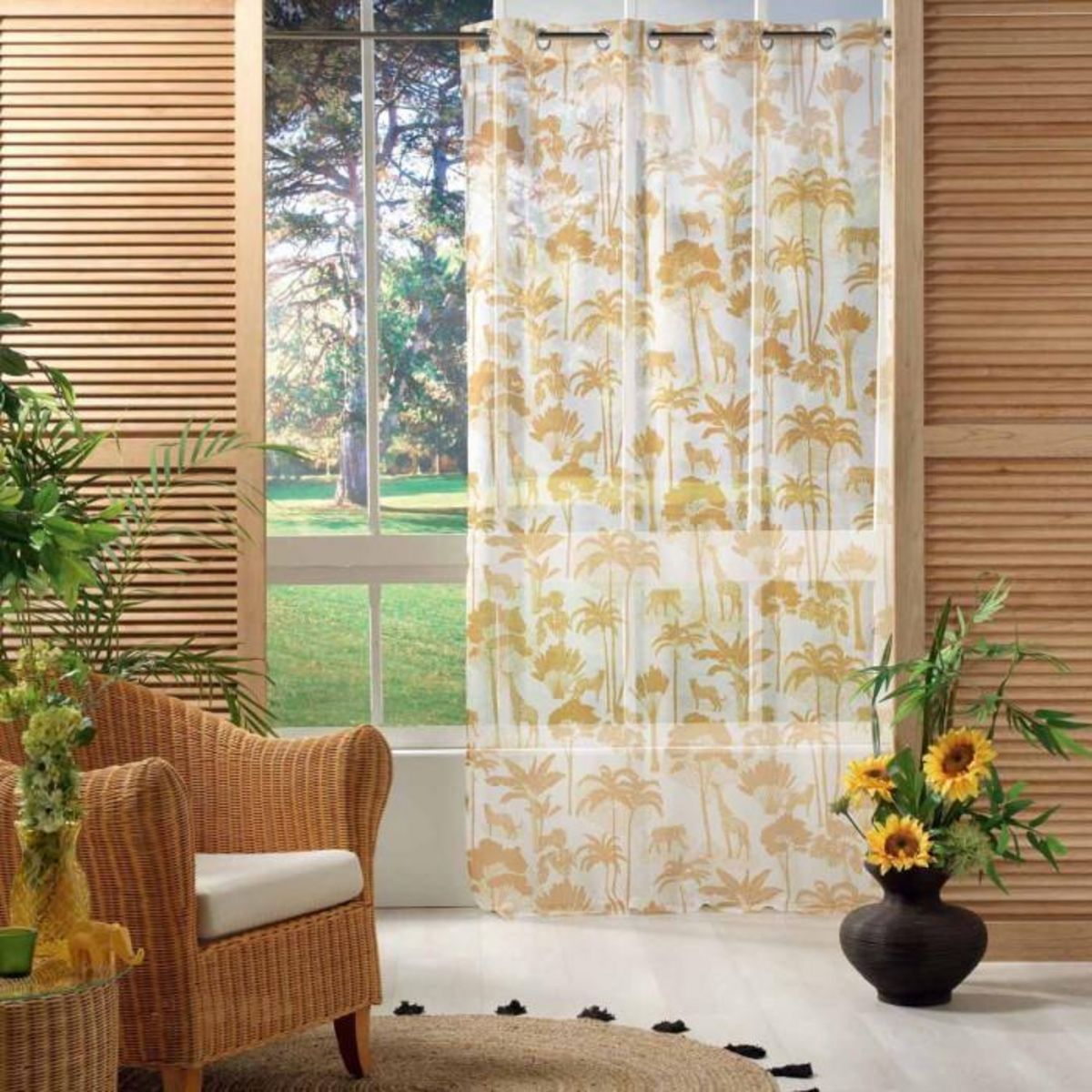 Paris Prix Rideau Voilage à Œillets  Manapany  140x240cm Jaune