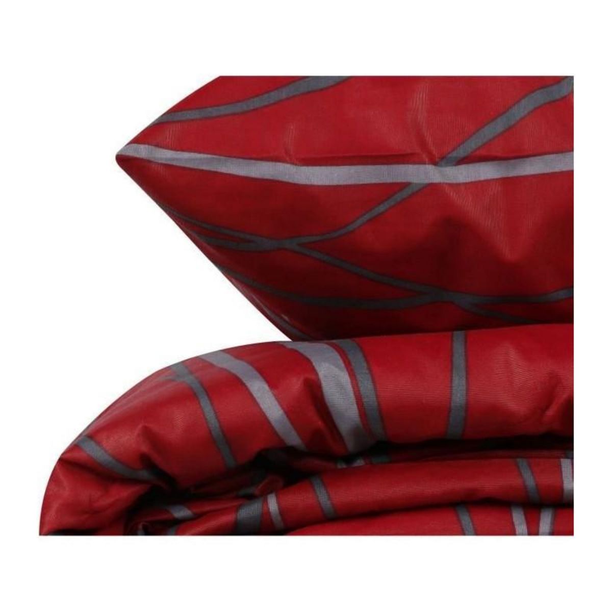 GENERIQUE Parure de lit - 1 housse de couette 220 x 240 cm + 2 taies d'oreiller 60 x 60 cm - 65% coton, 35% polyester - Rouge