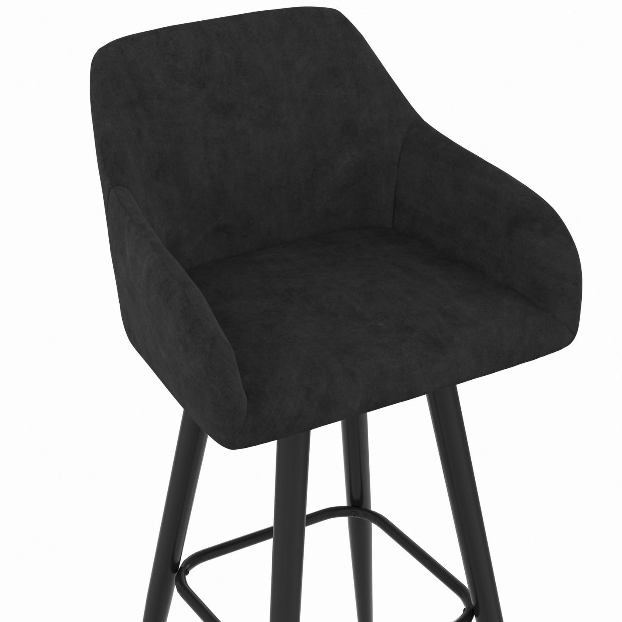 Voir la diapositive 6 : ID MARKET Lot de 4 tabourets de bar jany pivotants avec accoudoirs en velours noir et pieds bois noir