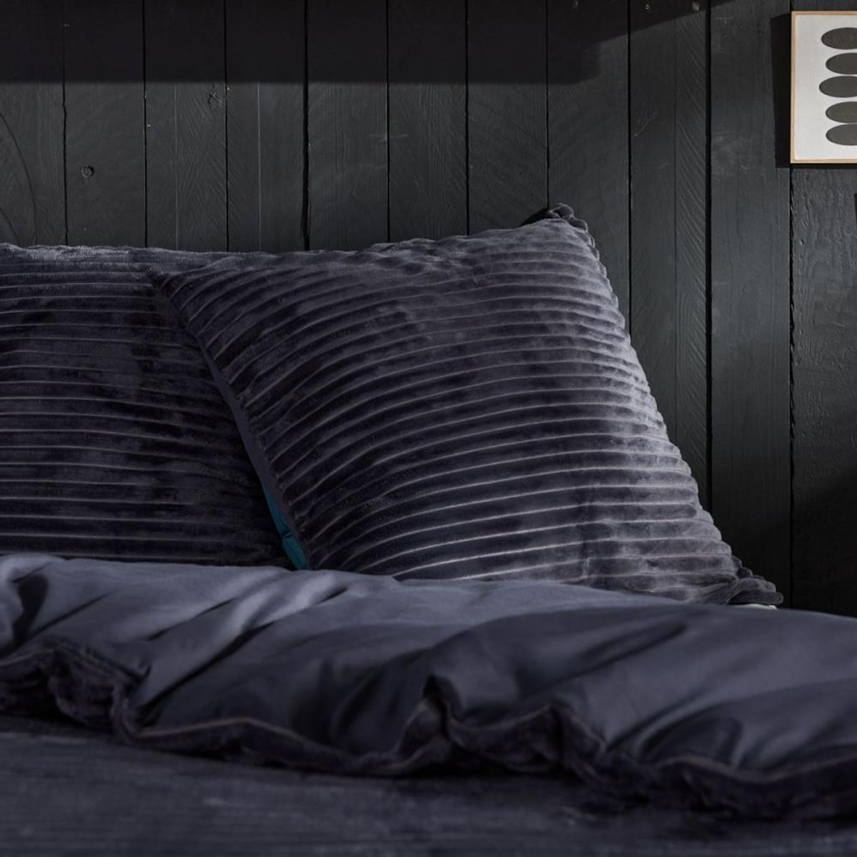 Today Parure de lit - TODAY - Cotelé - 2 personnes - 220 x 240 cm - Gris anthracite uni