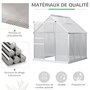 OUTSUNNY Serre de jardin aluminium polycarbonate 3,61 m² dim. 1,9L x 1,9l x 2H m lucarne réglable fondation porte coulissante