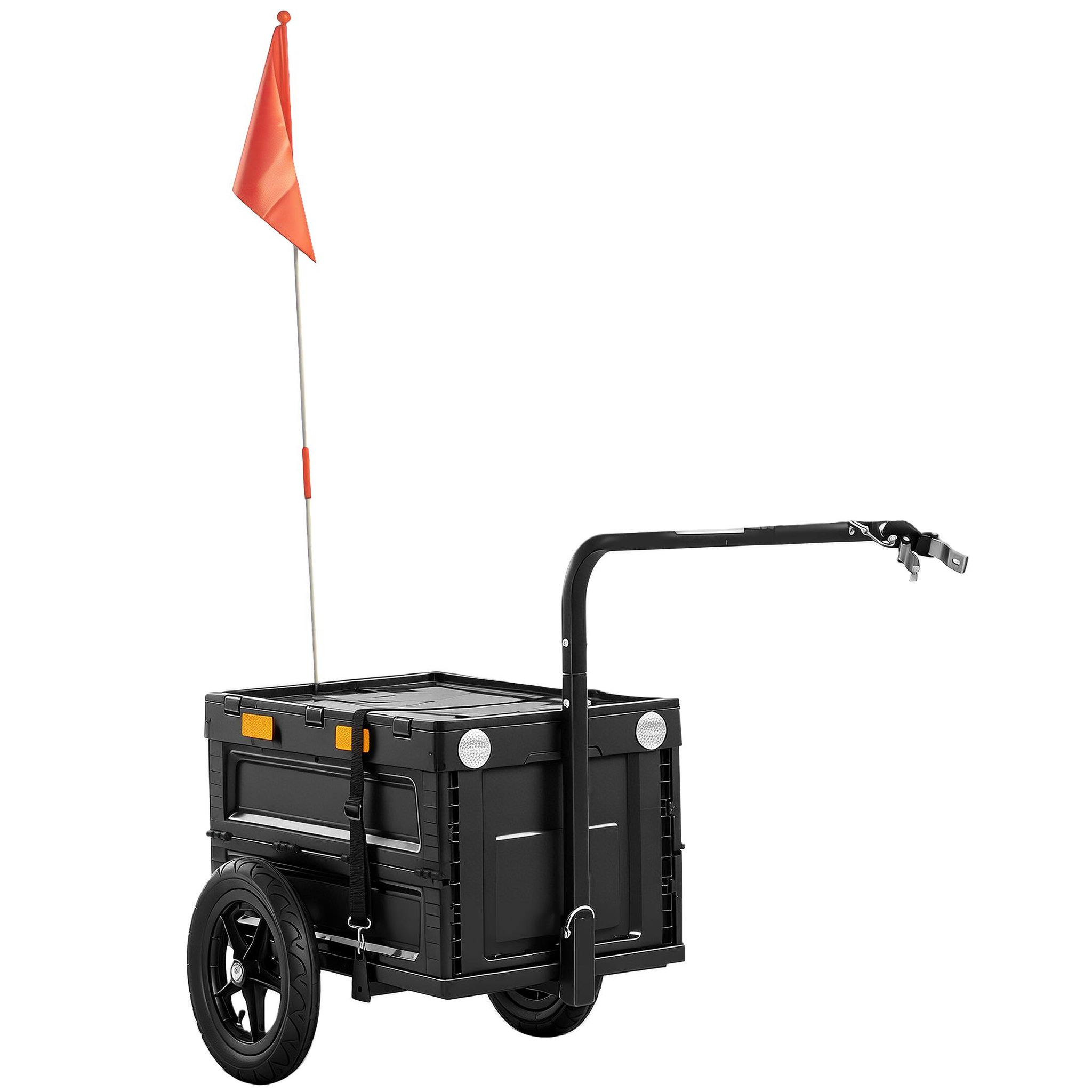 HOMCOM Remorque vélo cargo pliable caisse plastique 65l noir