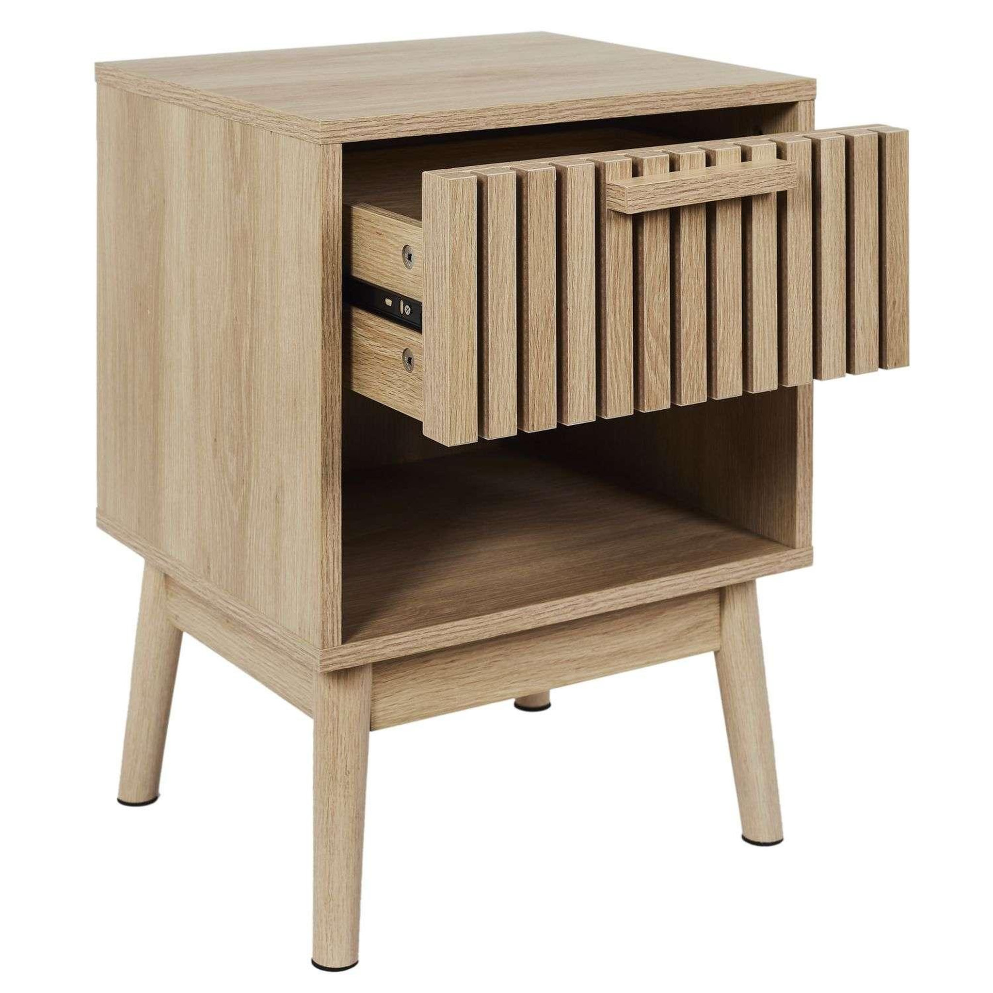 Voir la diapositive 3 : The Home Deco Factory Table de chevet 1 tiroir saulk en bois - marron