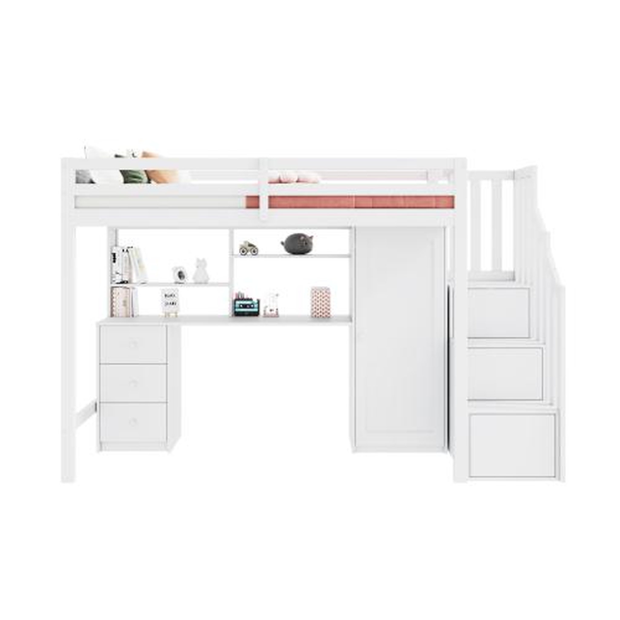MERAX Lit combiné enfant 90x200 cm coloris blanc bois massif