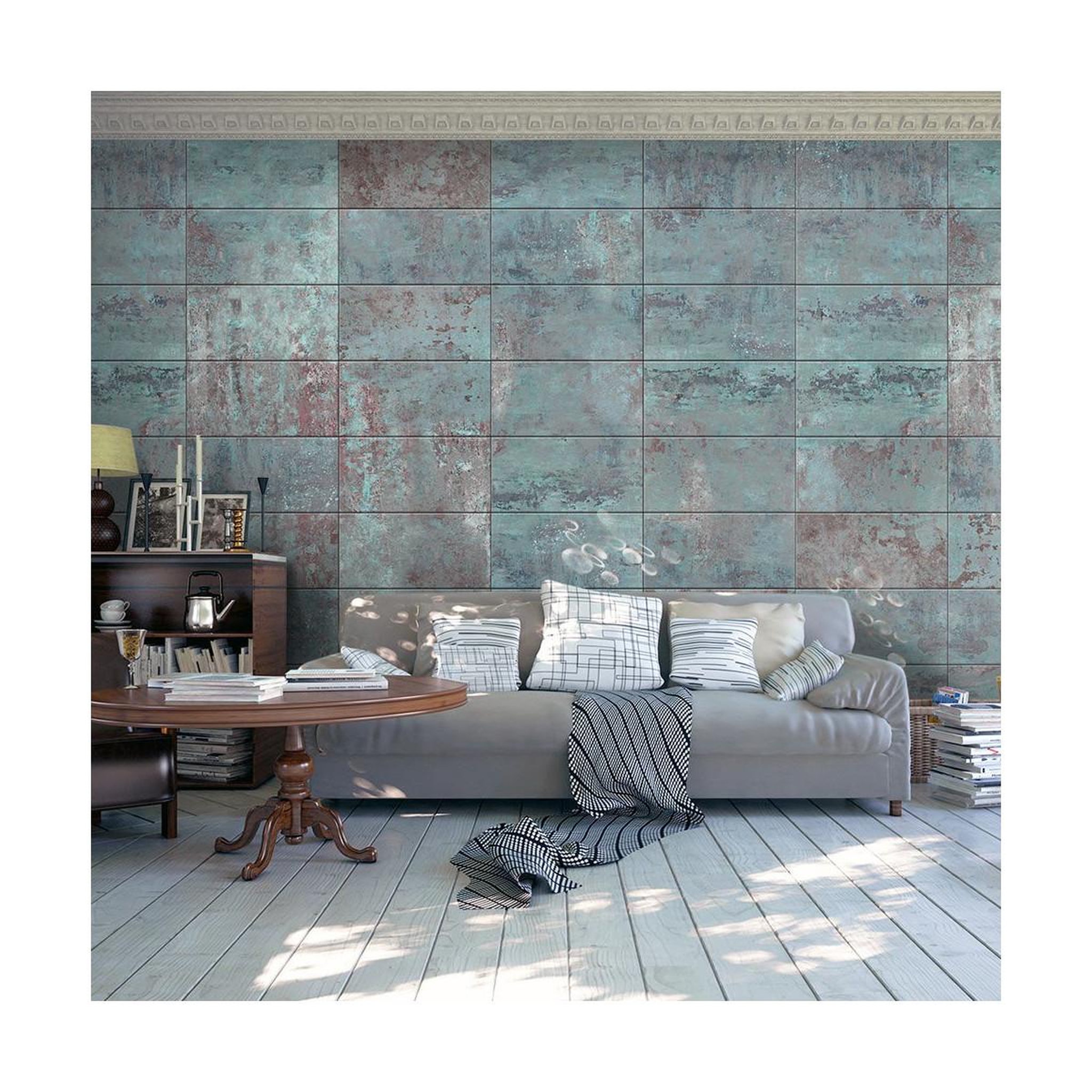 Paris Prix Papier peint  turquoise concrete  50x1000cm