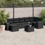 VIDAXL Salon de jardin 8 pcs avec coussins noir resine tressee