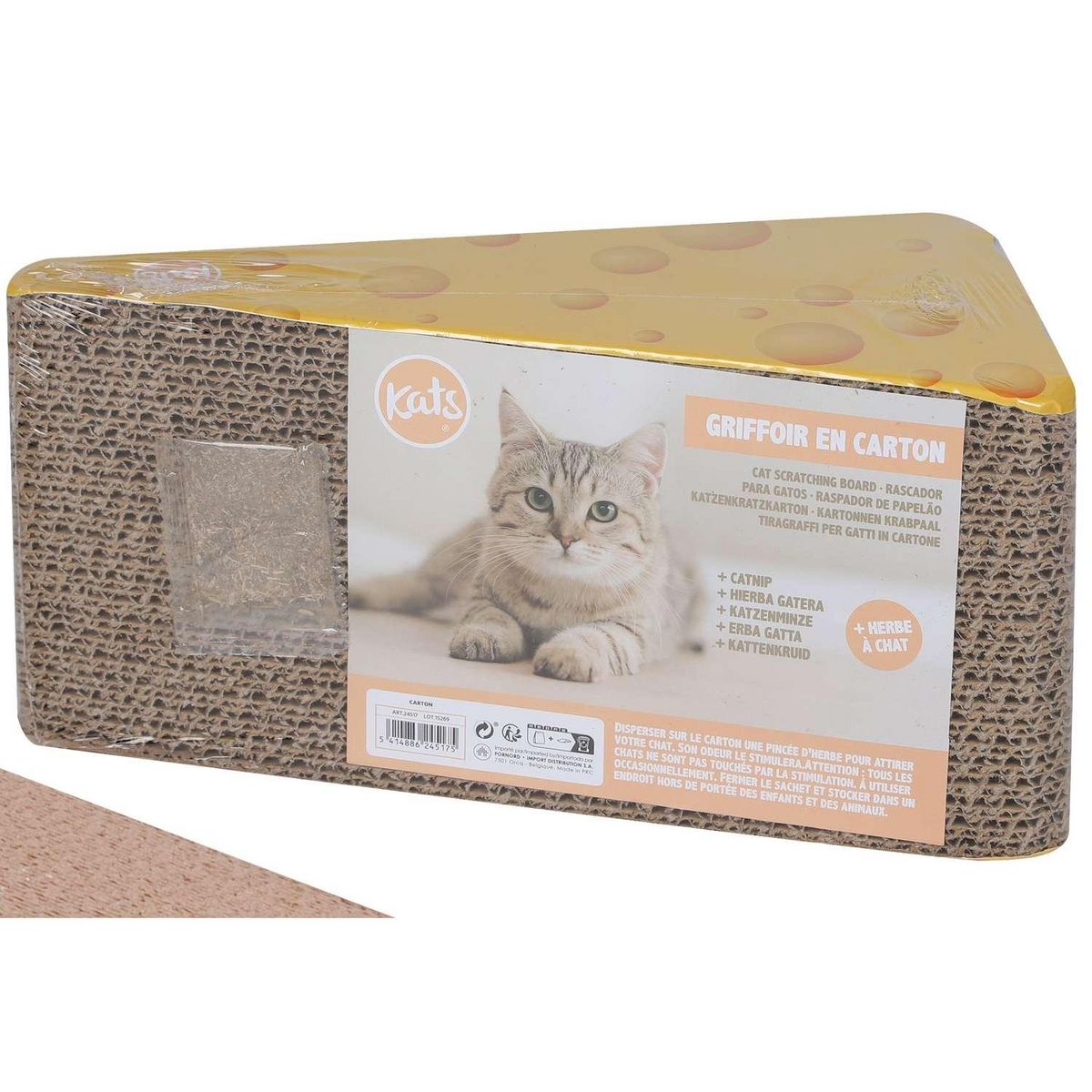 TOILINUX Griffoir fromage avec herbe à chat