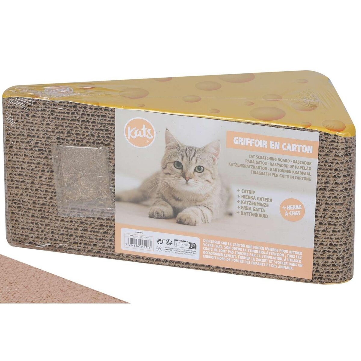 TOILINUX Griffoir fromage avec herbe à chat