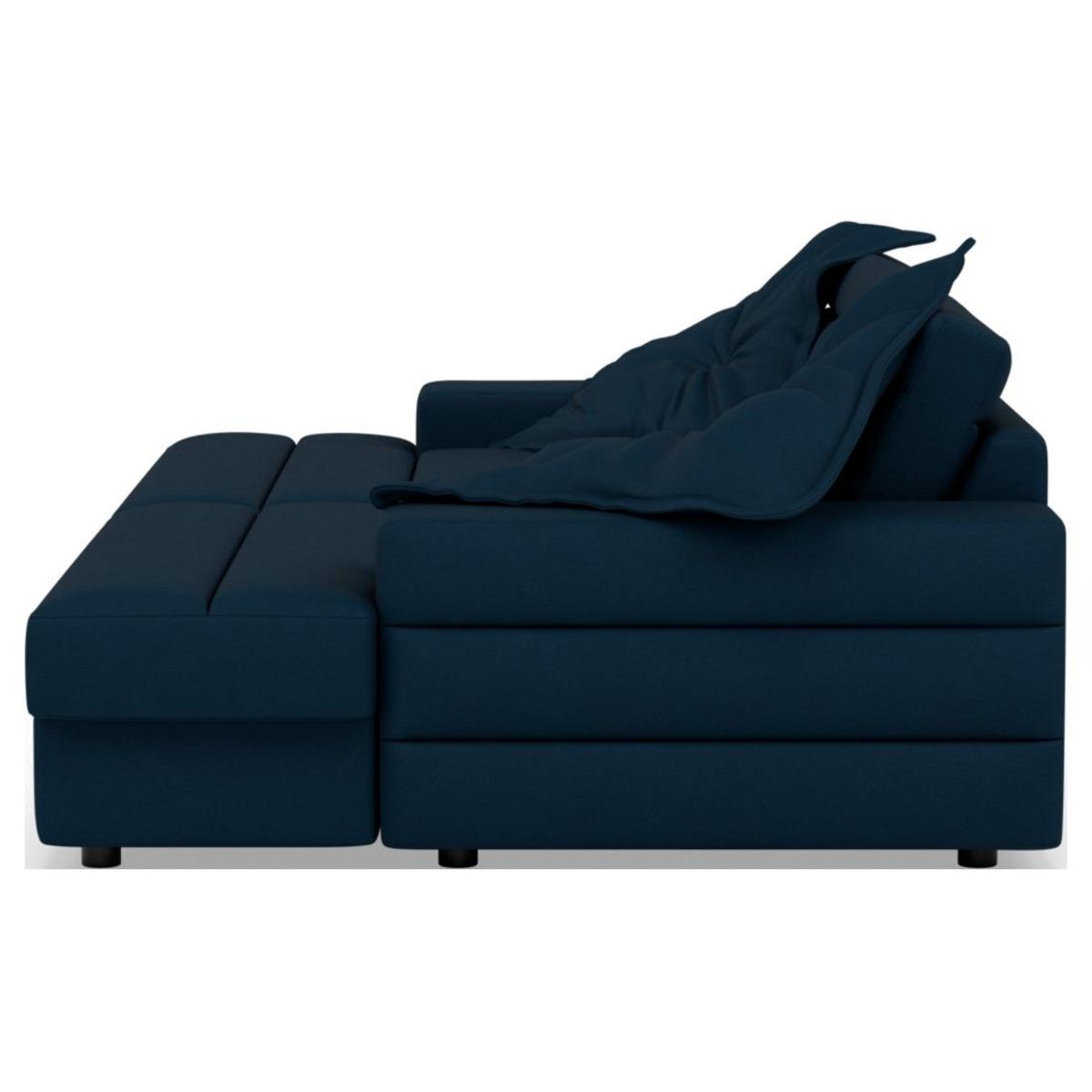 LISA DESIGN Loredana - canapé droit 4 places double méridienne - assise profonde - en tissu texturé