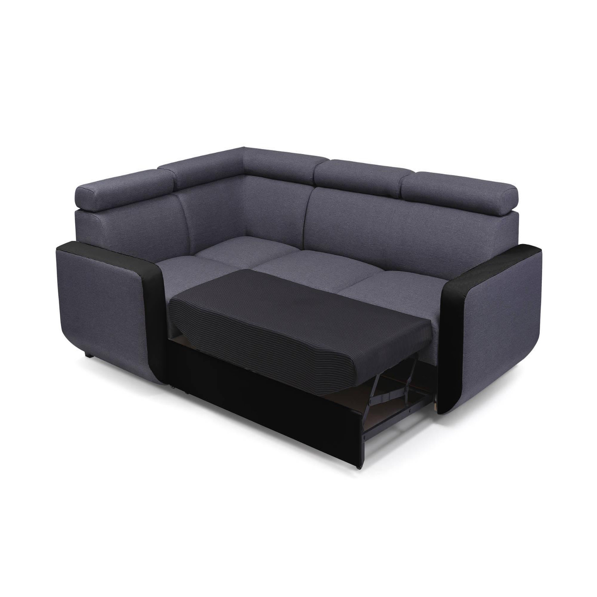 Voir la diapositive 2 : BEST MOBILIER Dustin - canapé d'angle l réversible - 5 places - convertible avec coffre - têtieres réglables