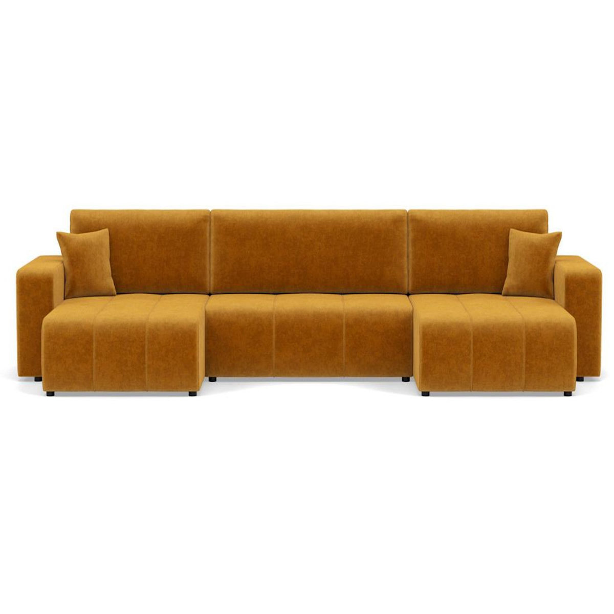 BEST MOBILIER Nicole - canapé panoramique en u 7 places convertible avec coffre en tissu