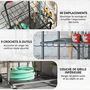 Voir la diapositive 5 : OUTSUNNY Organisateur d'outils de jardin - chariot de jardin - desserte - 9 crochets, 20 compartiments - métal noir